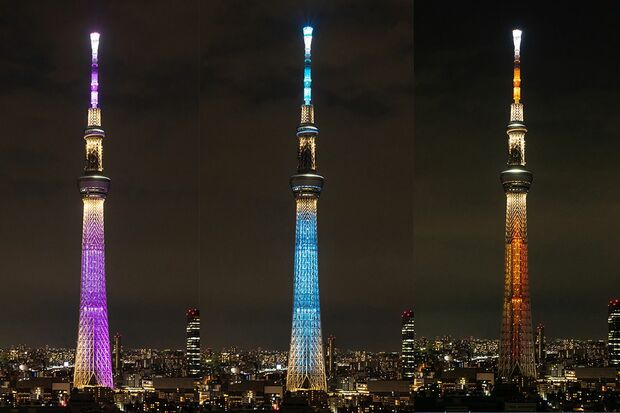東京スカイツリー新デザイン、（左から）『雅』、『粋』、『幟』
