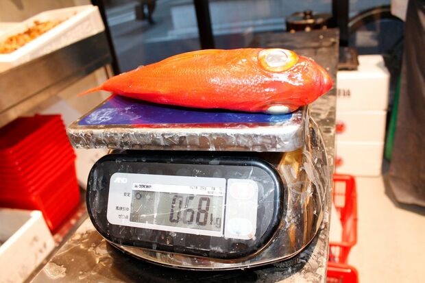 基本は100g単位で販売。半身や4分の1サイズでの購入も可能。美味しい食べ方も教えてくれる