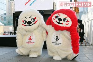 歌舞伎の連獅子に似た、日本大会公式マスコットの「レンジ―」　撮影／渡邉智裕