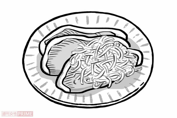 豚のしょうが焼き（イラスト／やまだやすこ）