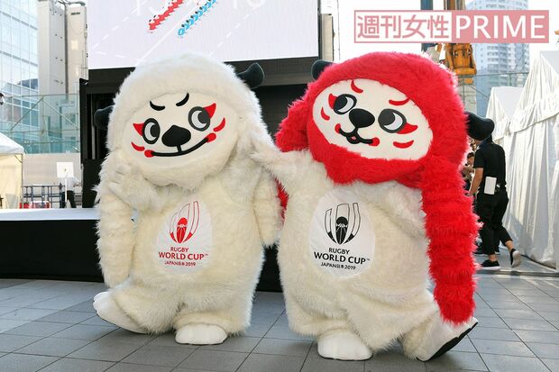 歌舞伎の連獅子に似た、日本大会公式マスコットの「レンジ―」　撮影／渡邉智裕