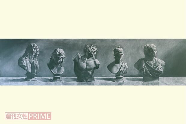 「石膏デッサン」長崎県立島原商業高等学校（島商美術部）/2人　2019年日本白墨工業賞。表現力と技術力に脱帽！