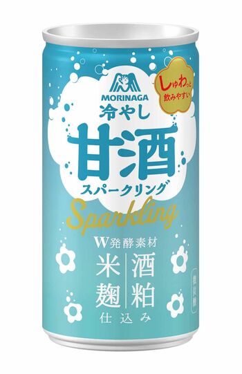 『冷やし甘酒スパークリング』古より夏バテ対策に飲まれてきた甘酒が、微炭酸入りで夏季限定で発売。「疲れて甘さがほしいときに微炭酸でスッキリ」と吉岡さんもイチ押し。6本・888円/森永製菓