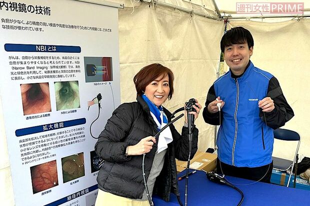 2023年の『TOKYO健康ウォーク』。会場となった東京、杉並区の公園内では、内視鏡の進化を学んだり、便潜血検査などが体験できるコーナーも