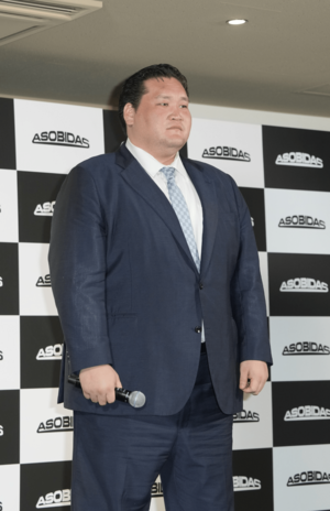 「株式会社アソビダス」設立記者発表会に参加した元横綱・照ノ富士（撮影／伊藤和幸）