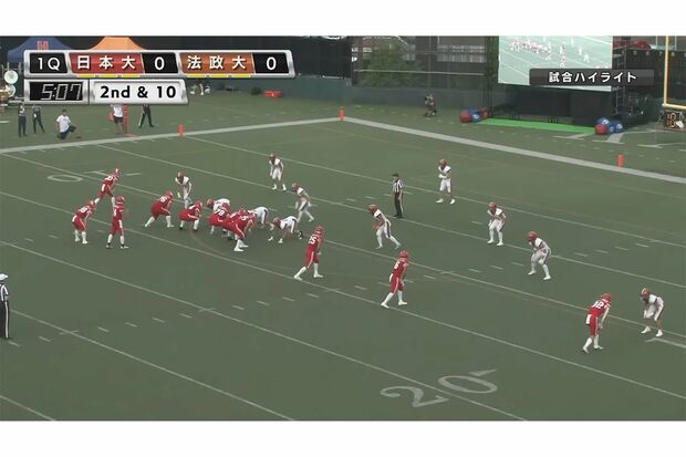 6月24日、日大は法政大学とのオープン戦に46-14で勝利していた（関東学生アメリカンフットボール連盟公式YouTubeより）