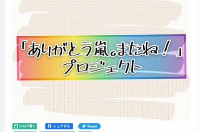 『嵐』の新聞広告を出すため、クラウドファンディングを募るサイト（A-portより）