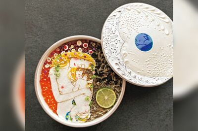 若手作家の弁当箱とコラボ。陶芸家・佐々木しず氏の弁当箱にはクリムト『母子像』を合わせて