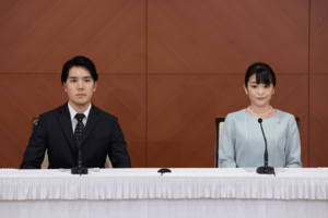 '21年に行われた小室圭さんと眞子さんの記者会見。一連の結婚行事は行わなかった