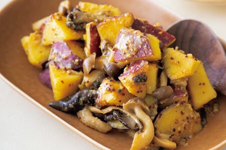 さつまいもときのこのマスタードあえ