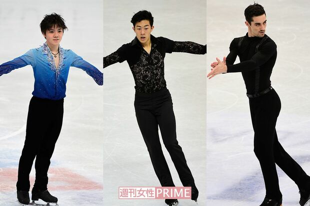羽生の背中を追う宇野昌磨は4回転の安定感が増してきた(左)。四大陸で羽生を抑え優勝した4回転ジャンプの申し子のチェン(中央)。ショートでは卓越したスケーティングを見せたフェルナンデス(右)
