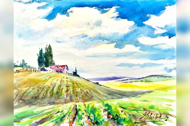 フジ系ドラマ『PICO』第1話台本の表紙に使われた柴崎さんの水彩画