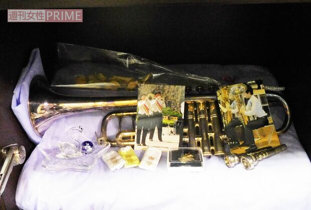 大輝くんが実際に使っていたトランペット。中学時代から始めて練習を重ねていた