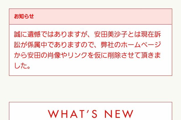 安田美沙子が所属していた事務所ホームページには、いまだ《訴訟が係属中》との文言が