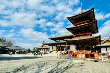 交通費込みの3千円旅で成田山新勝寺を訪れたときの一枚。予算内に収めるのをゲーム感覚で楽しんでいる(写真/本人提供)