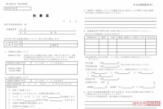 桐生市の扶養届