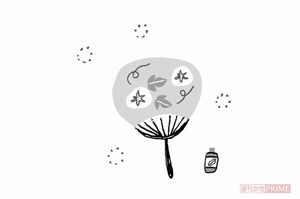
うちわや扇子にハッカやミントのオイルをたらす　イラスト／やのひろこ　
