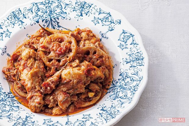 ツナれんこんのトマト煮込み