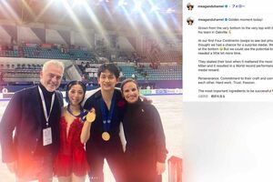 “りくりゅう”こと三浦璃来、木原龍一ペアの金メダル獲得時に結成以来の写真を投稿したデュハメル氏（本人のインスタグラムより）