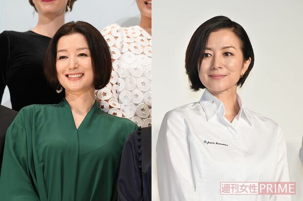 丸みのある女性らしいワンレンボブ（左）と、ハンサムな印象のレイヤーボブ（右）。ボブの種類が違うだけでここまで印象が変わる