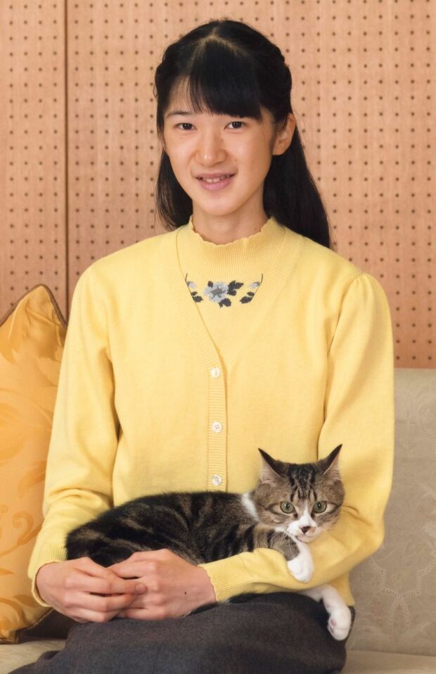 2016年12月。愛猫のセブンは、愛子さまの膝でリラックス 宮内庁提供