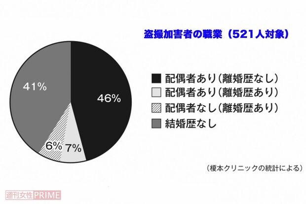 盗撮加害者の婚姻歴（521人対象）