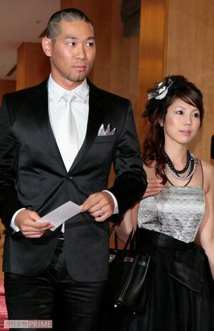 夫婦で出席したレイザーラモンHGと住谷杏奈('07年、陣内智則・藤原紀香結婚披露宴)