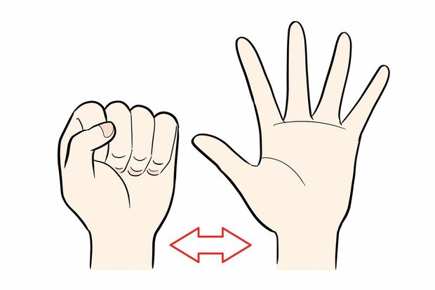 （3）60秒間、無理せず続けられる力でニギニギを続ける。（イラスト／スギザキメグミ）