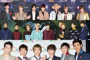 （上から）BTS、EXO、2PM