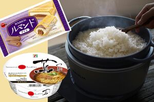 【右】税別7万9800円(！)の「バーミキュラ ライスポット」はプロの料理人のような火加減を調整してくれるという。【左上】ルマンドアイスは「神レベルにウマいらしい」とネットでも話題に。【左下】ミシュラン一つ星をとったラーメン店の味をカップラーメンで再現!?