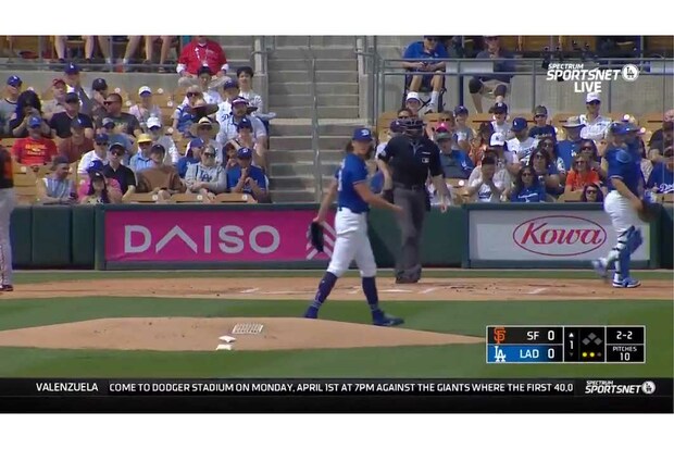 バックネット下に『DAISO』の広告が(ドジャース公式Xより)