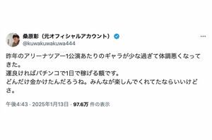 「ギャラの少なさ」に関して赤裸々に投稿した元RADWIMPSの桑原彰（本人のXより）