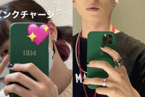 酷似したスマホケース「匂わせ？」とSNSで拡散されている画像（Xより）