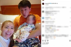 楽天・辰巳選手とその妻。仲睦まじい様子が伺える(公式インスタグラムより、一部編集部加工)