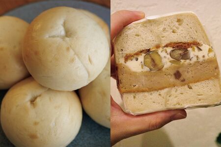 定番の「プレーン」（左）220円と「マローン」（左）810円