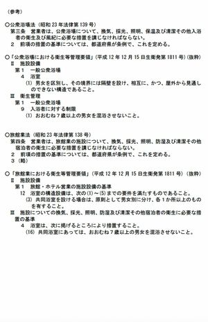 厚生労働省が発表した「公衆浴場や旅館業の施設の共同浴室における男女の取扱いについて」の資料（公式サイトより）