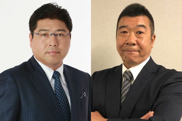 元チームメイトの真中満氏（左）と飯田哲也氏