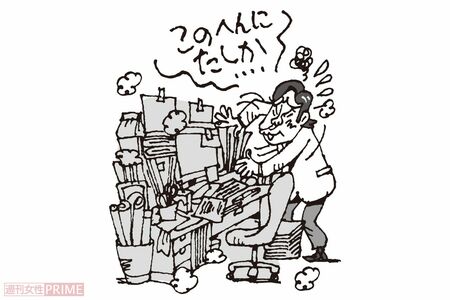 4.医師がカルテをまだ自筆している（イラスト／小島サエキチ）