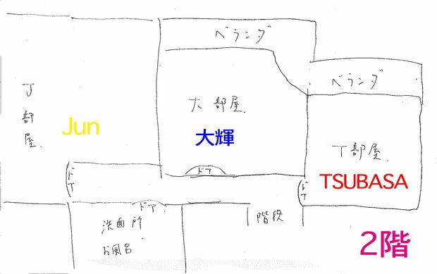 2階の間取り図（TSUBASA直筆）