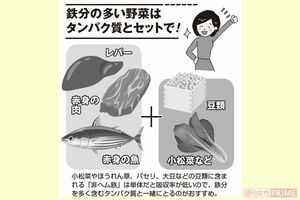 鉄分の多い野菜はタンパク質とセットで!