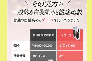 他社製品との比較は、薬機法上の他社誹謗にあたる。現在は「普通の白髪染め」から「美容院」に変更されている