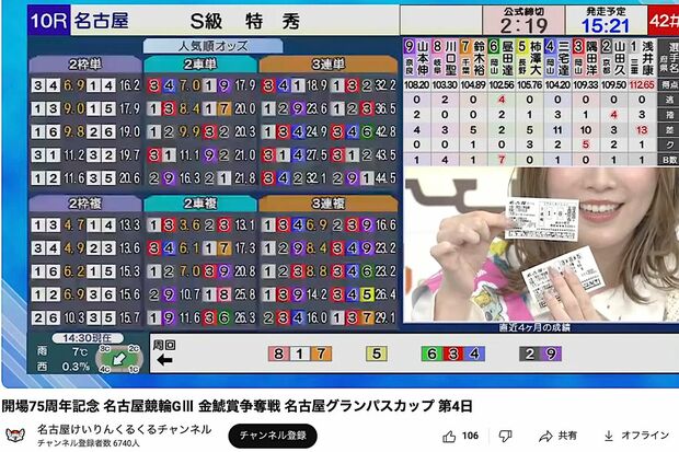 名古屋競輪の配信番組に出演して車券を買ったことを報告する松井珠理奈(名古屋競輪公式YouTubeより)