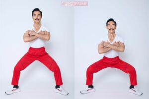 【本山式筋トレ】ガニ股スクワット 撮影/山田智絵