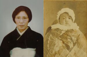 母・千代子さん(左)は妹・文恵さん(右)の遺影を見つめて毎朝晩、お経を唱えていた