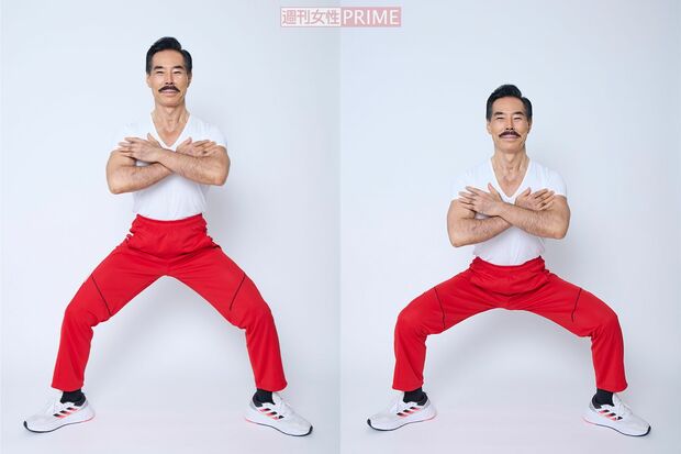 【本山式筋トレ】ガニ股スクワット　撮影／山田智絵