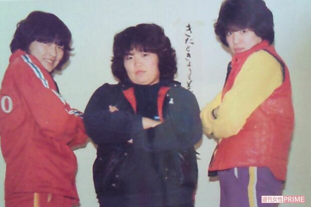 左から　長与、ダンプ、ライオネス飛鳥（当時は北村智子）