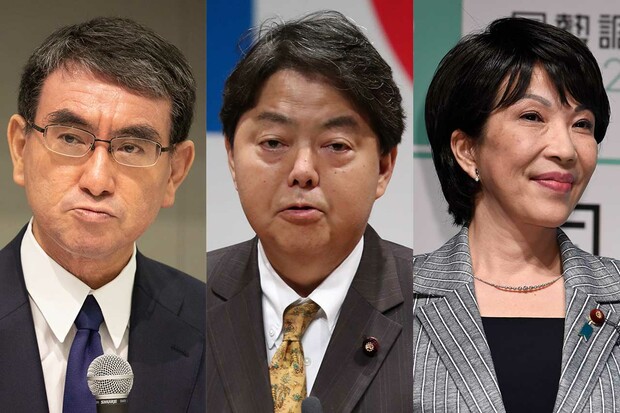 左から河野太郎氏、林芳正氏、高市早苗氏