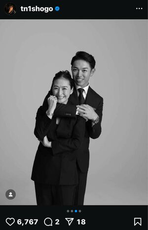 清原正吾と母・亜希の美しい親子写真。長男の進む道は社会人野球か独立リーグか（清原正吾のインスタグラムより）