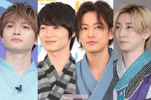 （左から）Kis-My-Ft2の玉森裕太、神木隆之介、佐藤健、SixTONESの京本大我