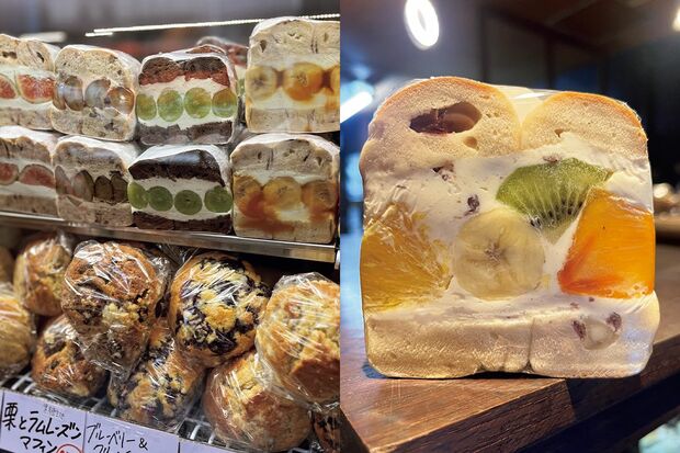 具がゴロゴロ入った「栗サンド」630円 や「イチジクサンド」580円など、秋のサンドも充実